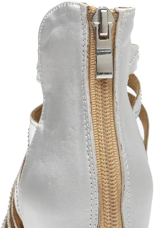 AOQUNFS Women Ballroom Dance Shoes Rhinestones Platform Salsa Practice Performance Dance Heels,Model D34