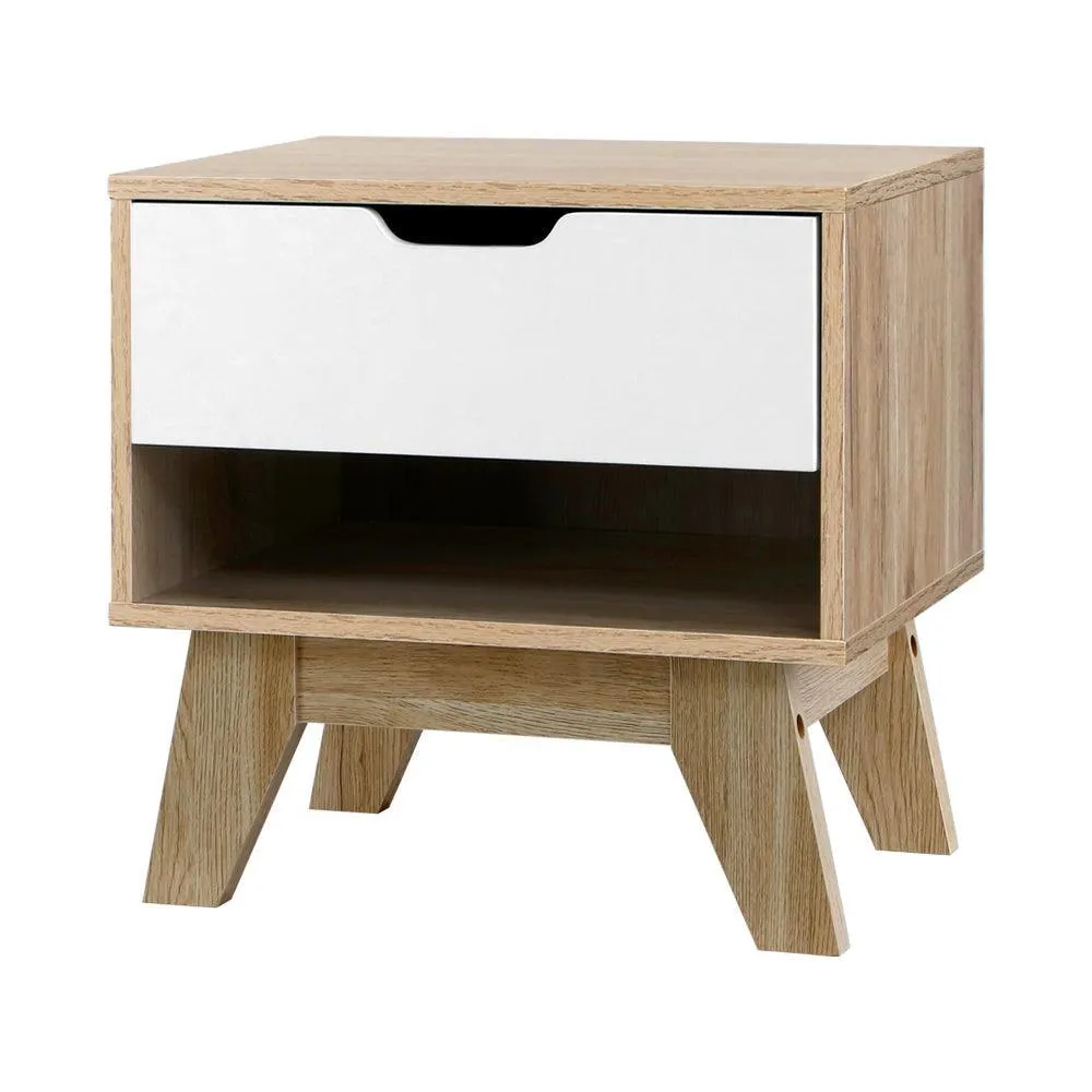 Artiss Bedside Table Drawer Nightstand Shelf Cabinet Storage Lamp Side Wooden