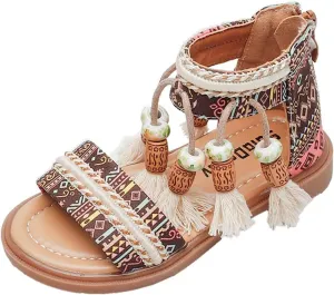 Baby Sandals Size 3 Girls Open Toe Sandals Stilettos Fashion Tassel Ankle Strap Pumps Back Toddler Girls Sandals Size 8