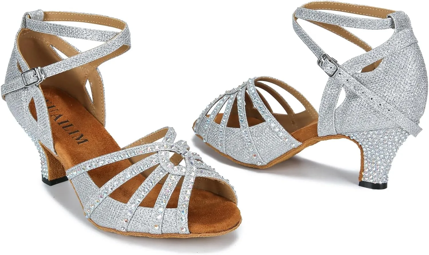 Ballroom Rhinestone Dance Shoes Women Latin Salsa Bachata Social Dancing Sandals L6885