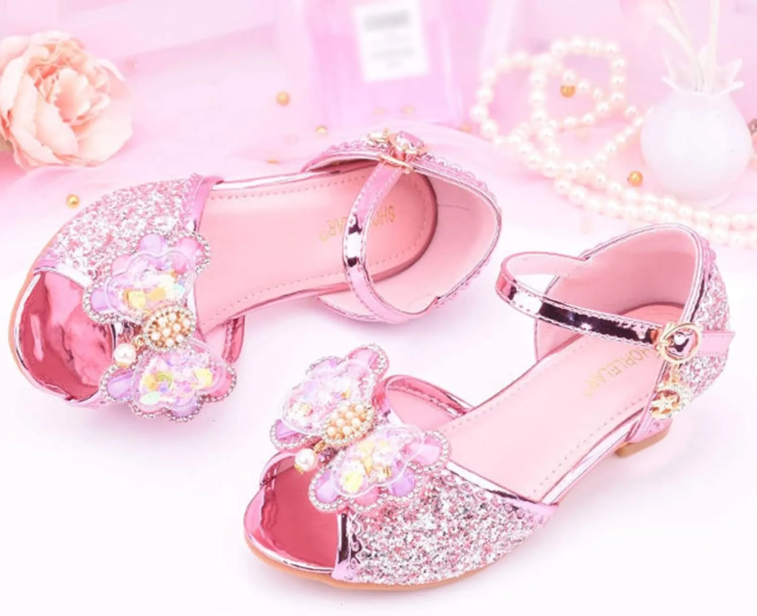 Beach Sandals Toddler Girl Children Shoes With Diamond Shiny Sandals Princess Shoes Bow High Girls Bathrobe Slippers
