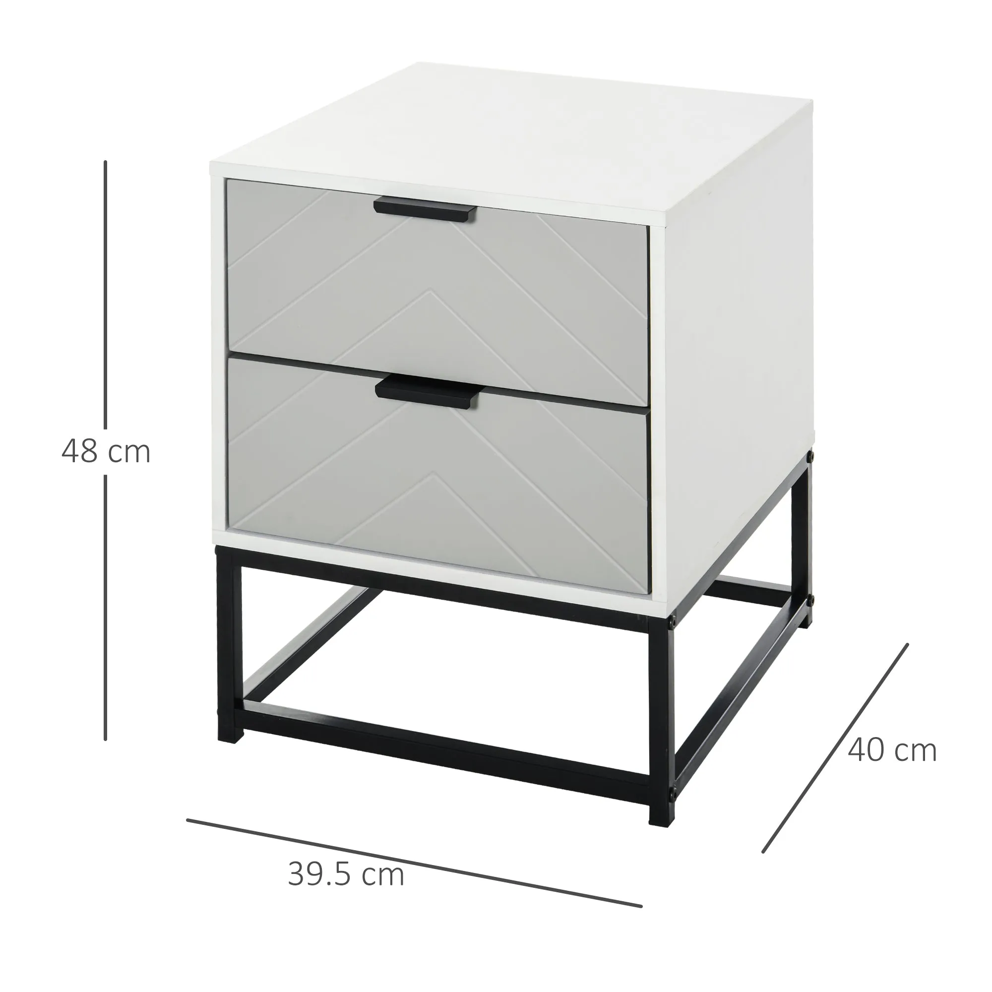 Bedside Cabinet with 2 Drawer Storage Unit