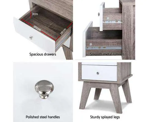Bedside Tables Drawers Side Table Nightstand Storage Cabinet Wood