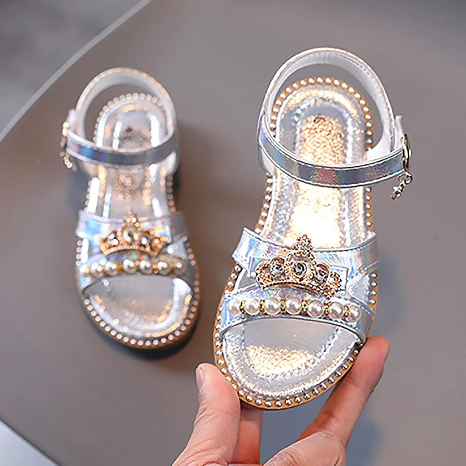 Big Comfort 3 Girls Sandals Flat Pearl Children Shoes Big Kids Beach Shoes Girls Sandals for Girls Size 11