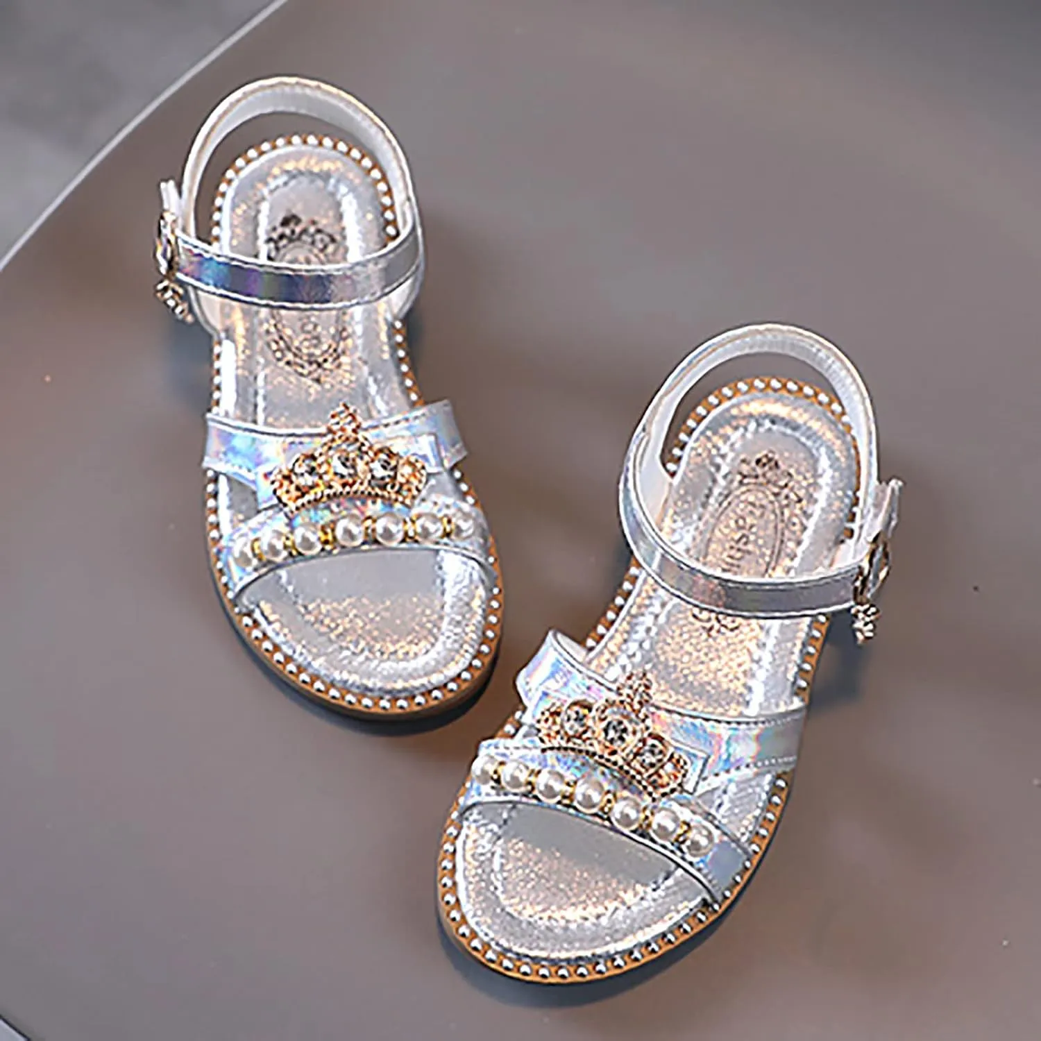 Big Comfort 3 Girls Sandals Flat Pearl Children Shoes Big Kids Beach Shoes Girls Sandals for Girls Size 11