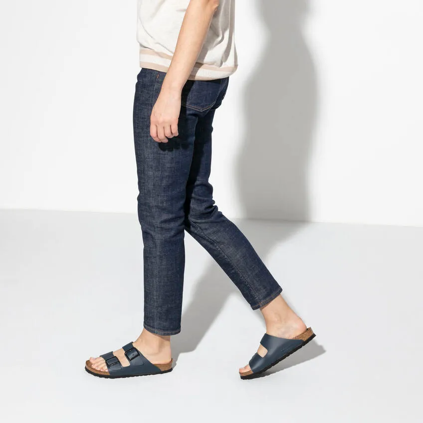 BIRKENSTOCK Arizona Blue Smooth Leather Slides