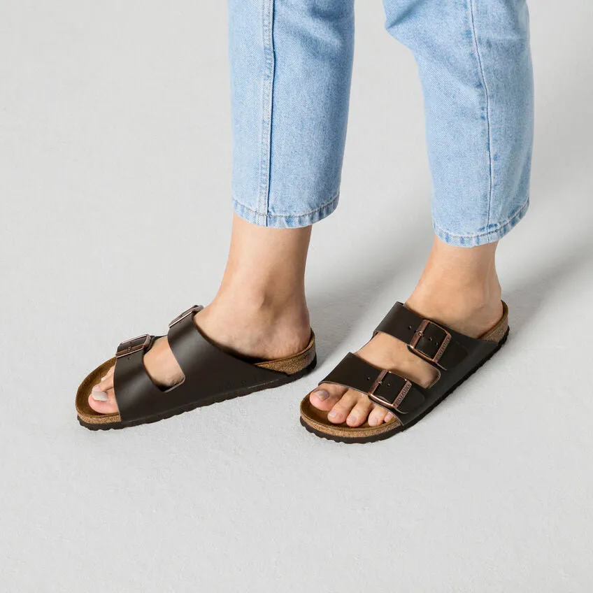 BIRKENSTOCK Arizona Dark Brown Leather Slides