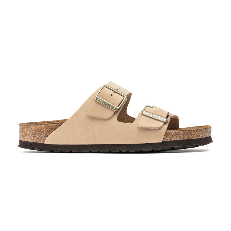 BIRKENSTOCK Arizona Nubuck Leather Soft Foot Bed Narrow - Sandcastle