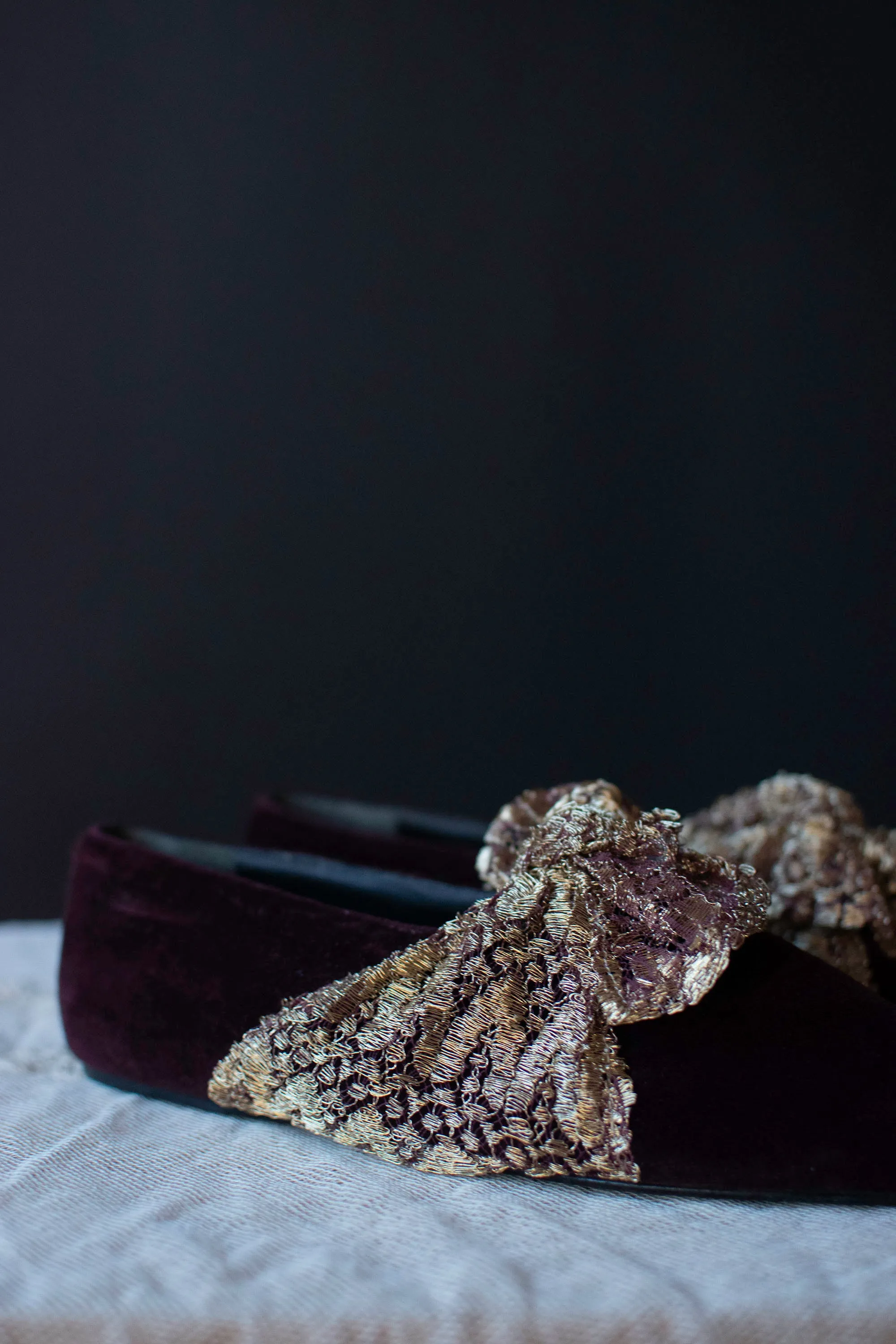 Burgundy Velvet Flats | Romeo Gigli