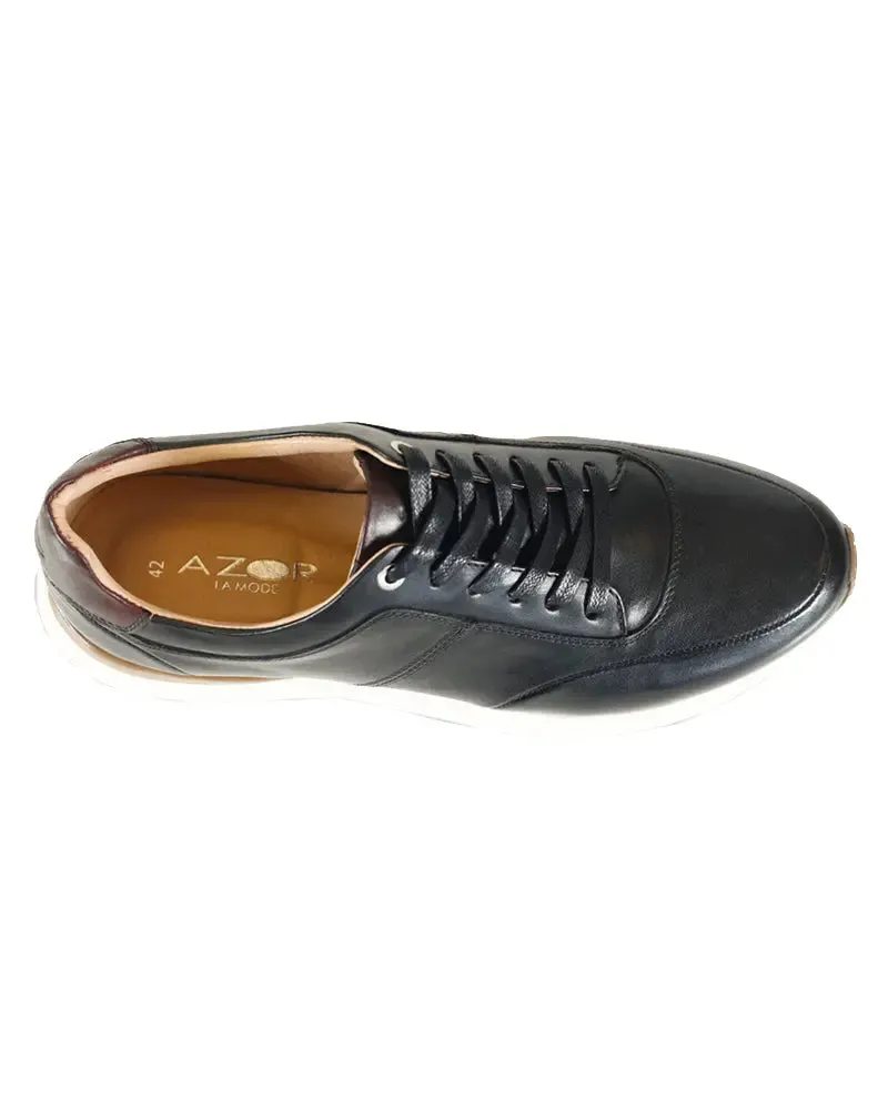 Calabria Smart Leather Trainers - Black