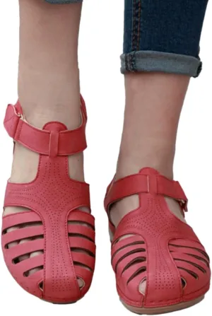 Closed Toe Sandals Women Orthopedic Dressy Summer Wedge Sandals Hollow Out Platform Gladiator Buckle Strap Beach Shoes