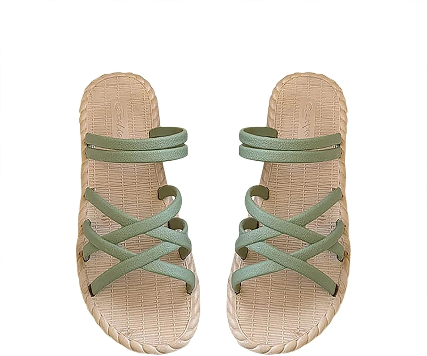 Cross Straps Sandals for Women Flats Casual Summer Open Toe Hollow Out Slip-on Slipper Solid Lightweight Comfy Outdoor Non-Slip Shoes Slides