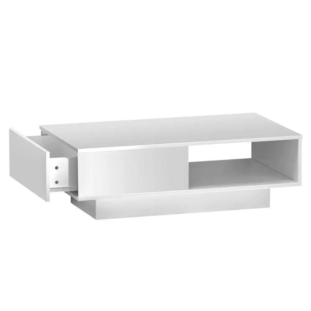 Customisable LED Coffee Table, High-Gloss, White - Artiss