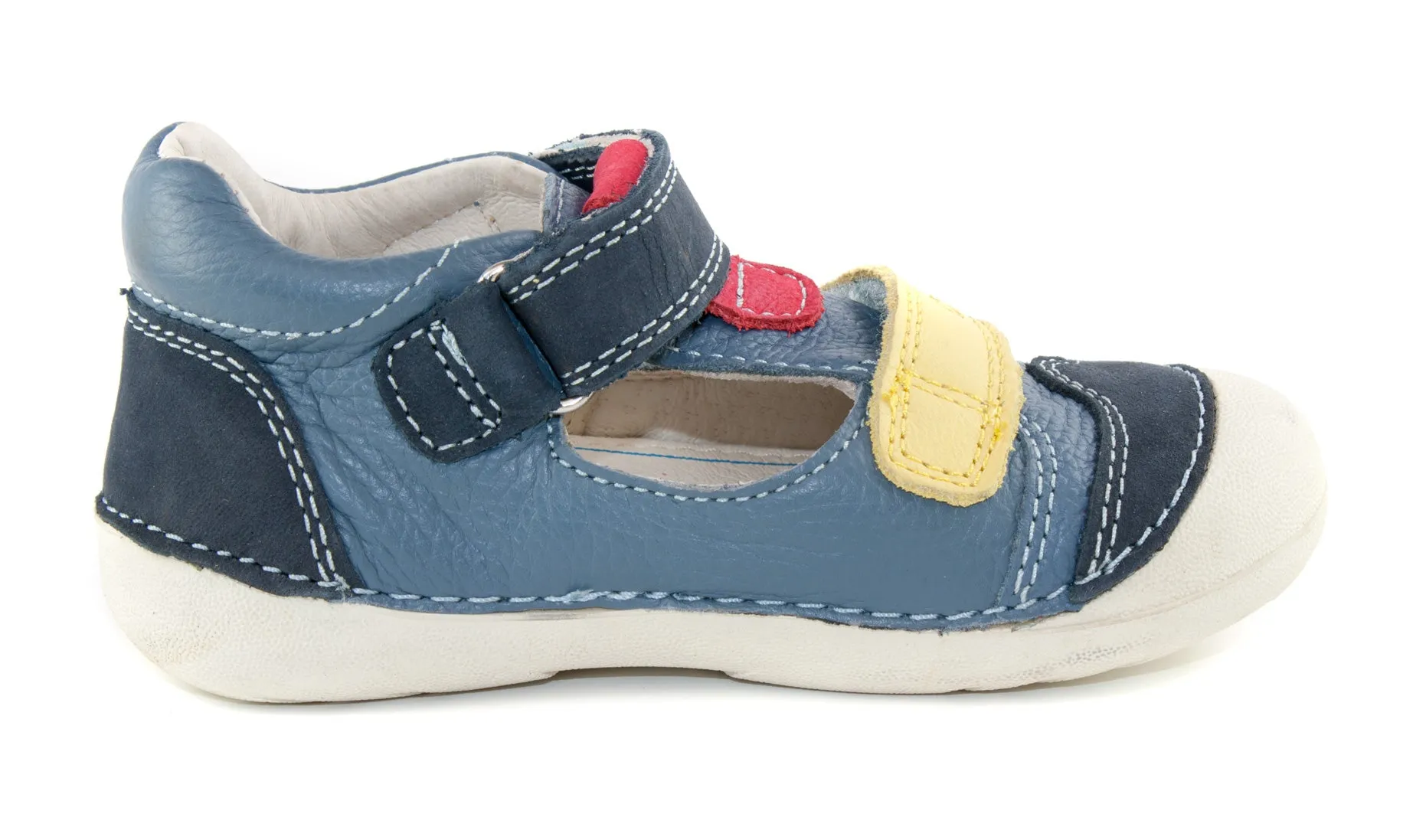 D.D. Step toddler double strap boy sandals/open shoes blue with colourful details size US 4-8