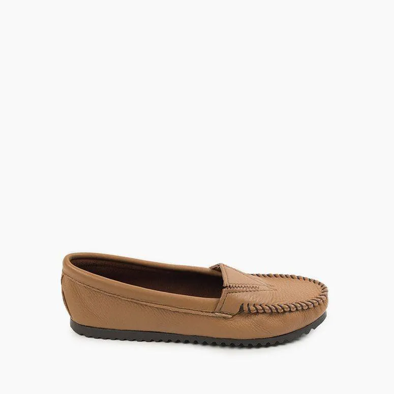 Deerskin Gore Front Moccasin in Mocha