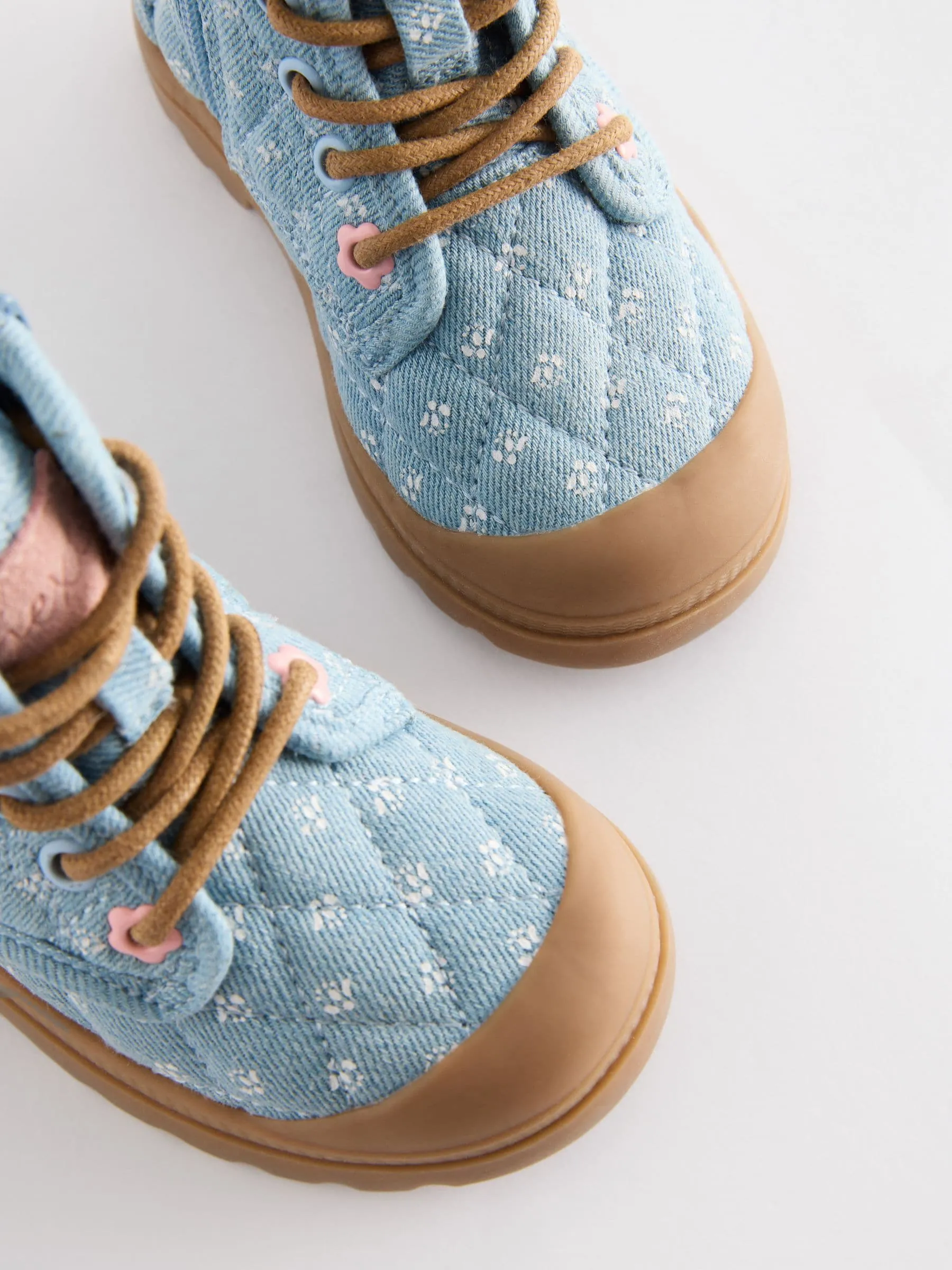 Denim Blue Print Chunky Boots