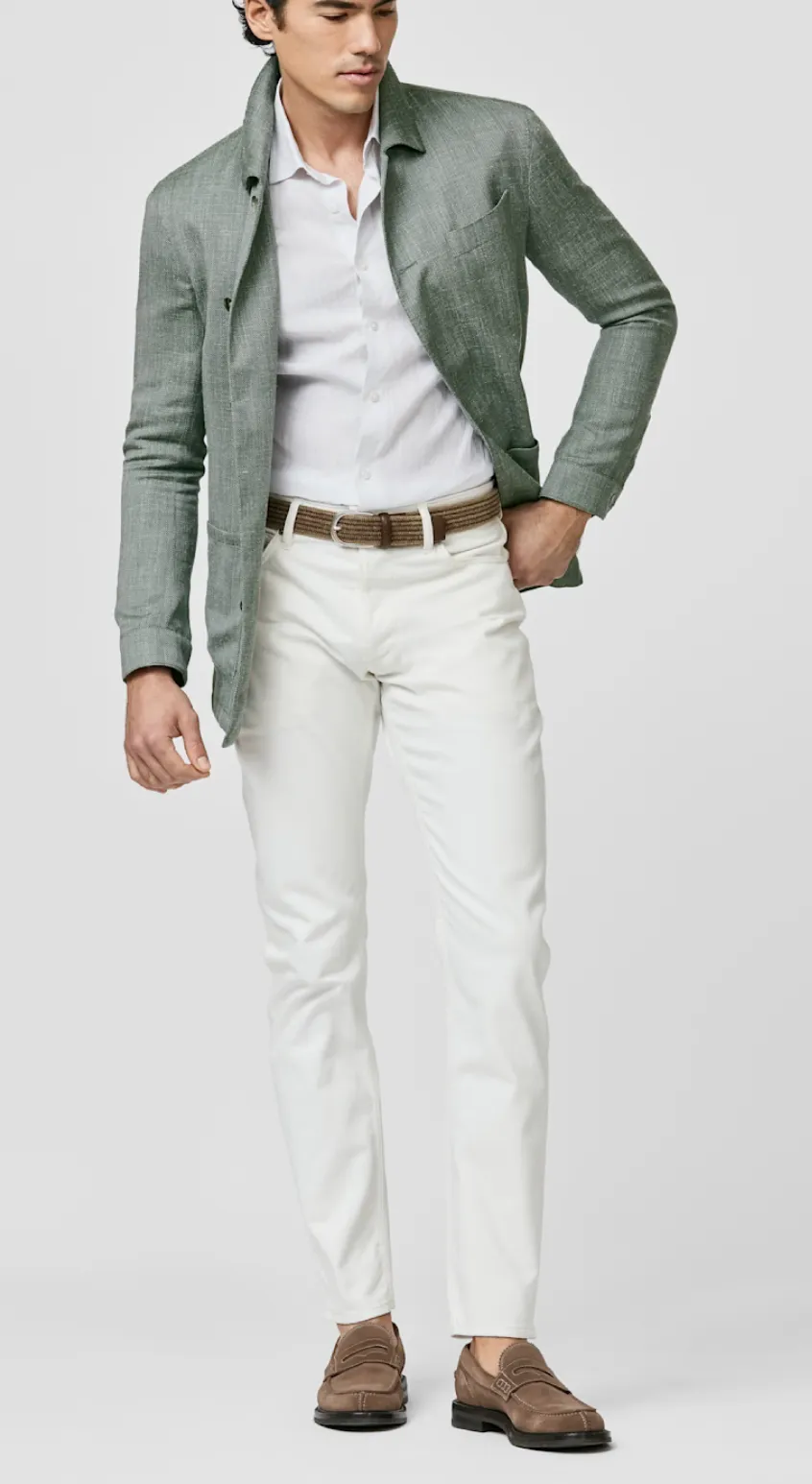 Drago Sage Green-Grey Wool, Silk & Linen Lightweight Basketweave
