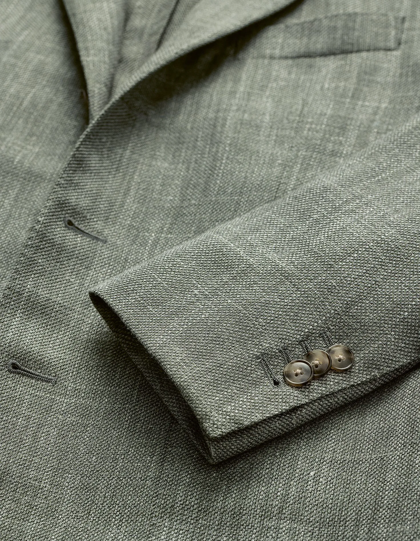 Drago Sage Green-Grey Wool, Silk & Linen Lightweight Basketweave