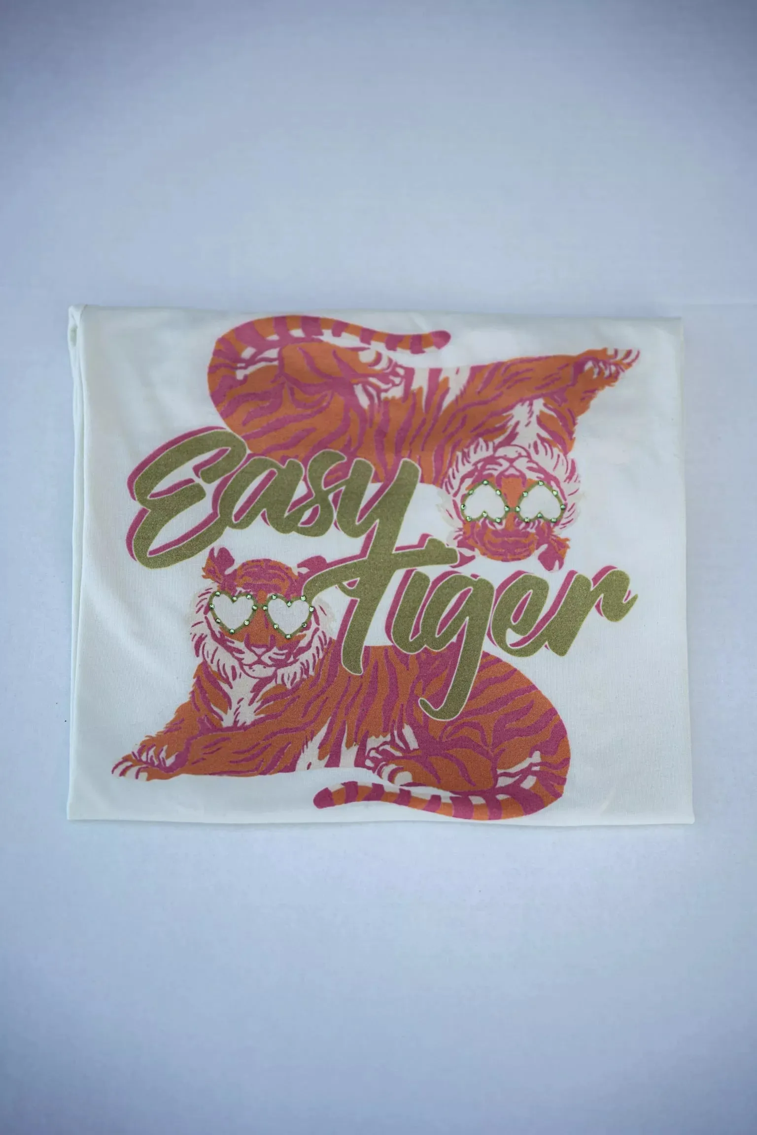 Easy Tiger Embellished Rhinestoned Graphic Tee