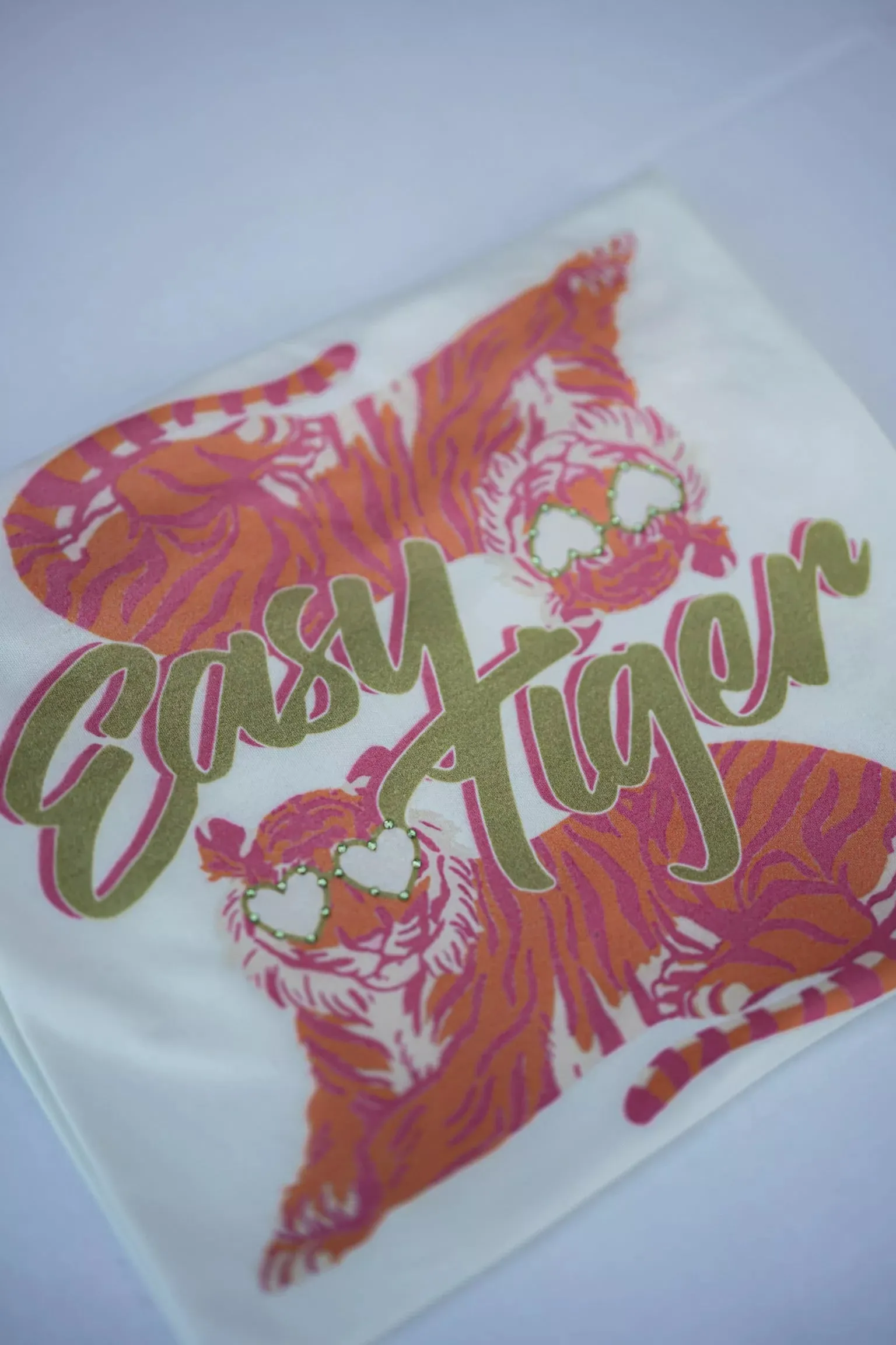 Easy Tiger Embellished Rhinestoned Graphic Tee