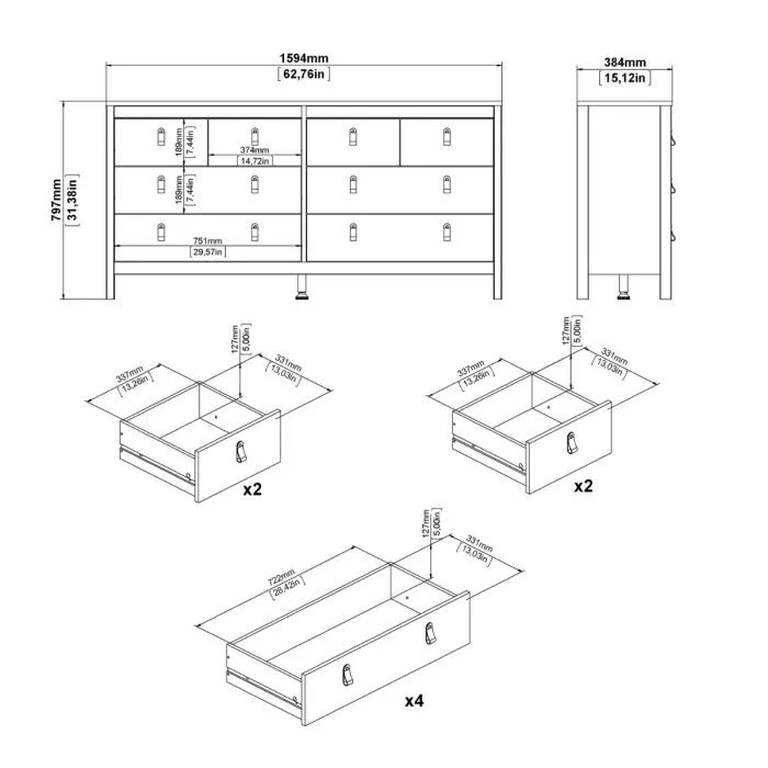 Furniture To Go Madrid Double Dresser 4 4 Drawers