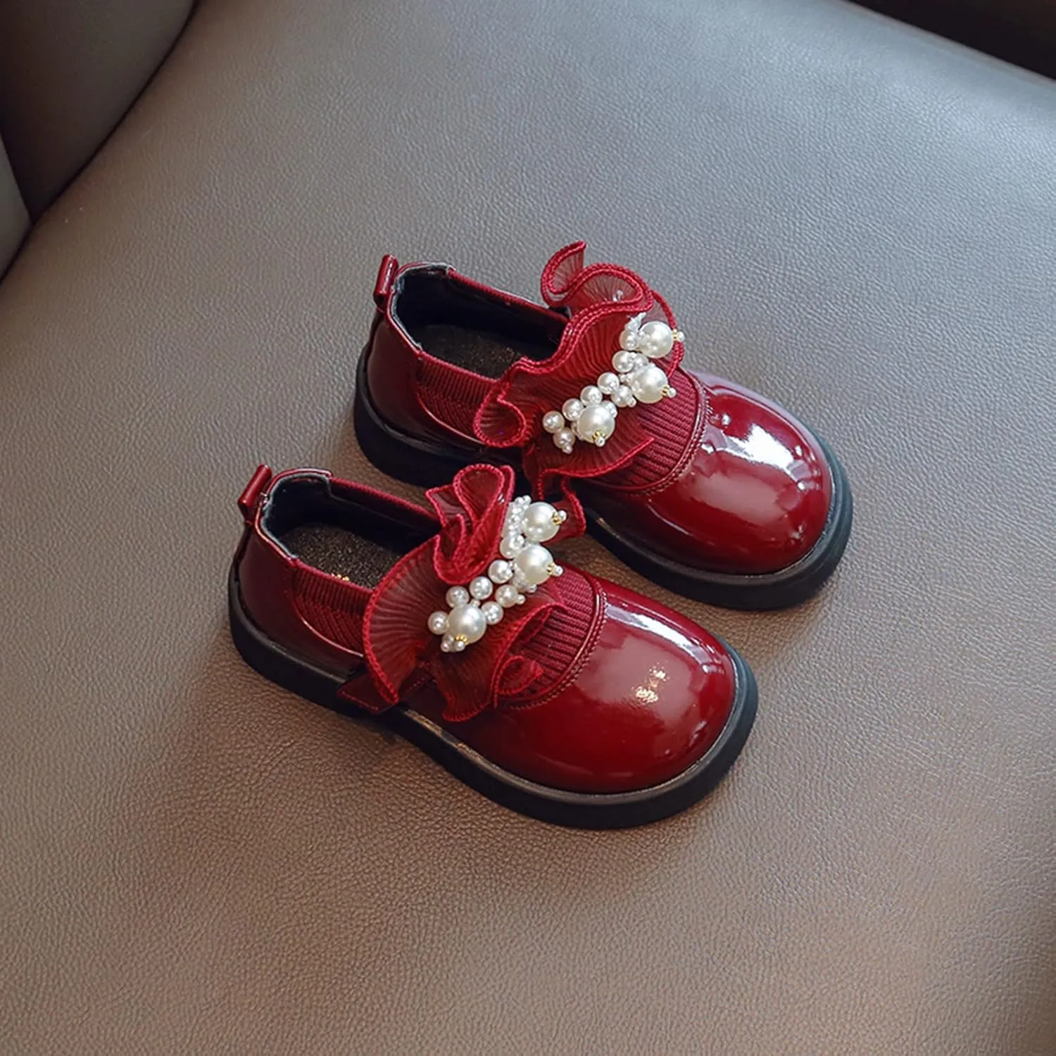 Girls Low Heel Shoes PU Dress Shoes Casual Shoes for Wedding Tennis Shoes for Girls Size 6