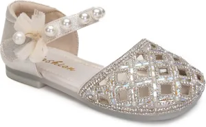 Girls Princess Dress Shoes with Pearls and Glitter  Flat Party Shoes for Toddlers & Little Kids  Sparkly Closed-Toe Mary Janes for Wedding or Birthday