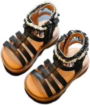 Girls Sandal 12 Kids Baby Girl Sandals Pearl Crystal Diamond Lace Side Princess Shoes Toddler Girls Sandals Size 4