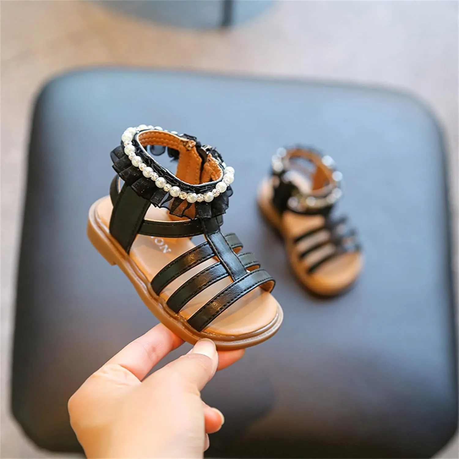 Girls Sandal 12 Kids Baby Girl Sandals Pearl Crystal Diamond Lace Side Princess Shoes Toddler Girls Sandals Size 4