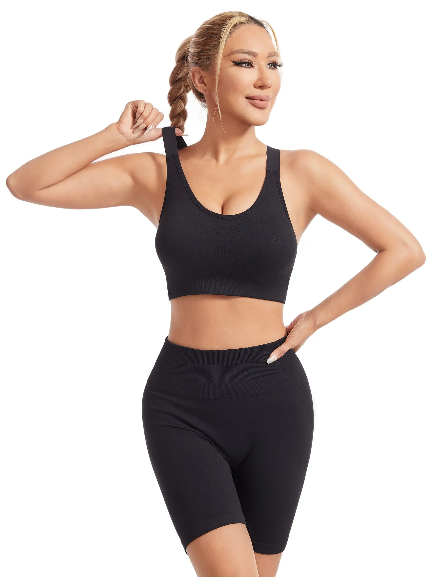 Hanerdun Womens Racerback Padded Sports Bras Adjustable Yoga Workout Bra
