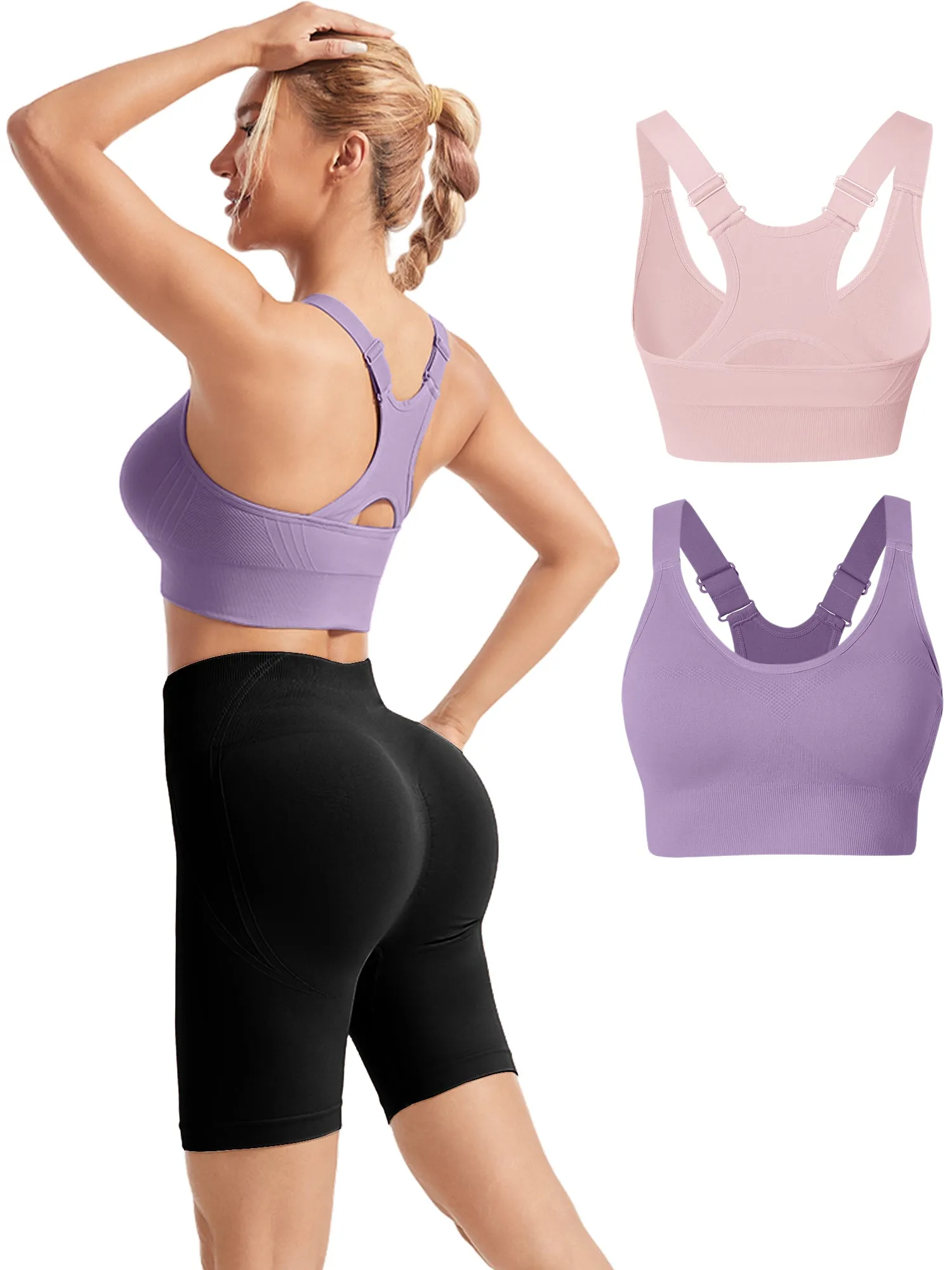 Hanerdun Womens Racerback Padded Sports Bras Adjustable Yoga Workout Bra
