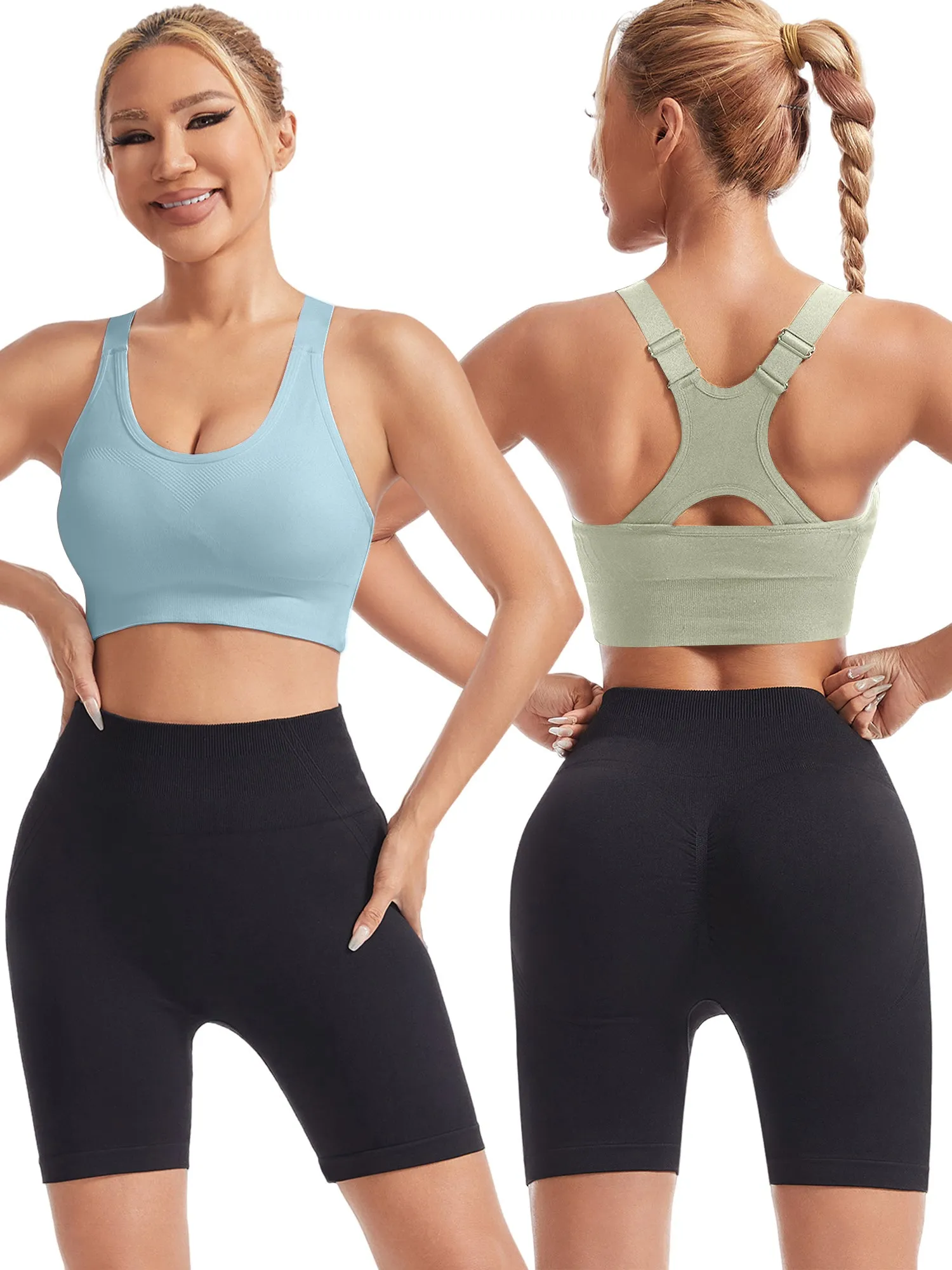 Hanerdun Womens Racerback Padded Sports Bras Adjustable Yoga Workout Bra