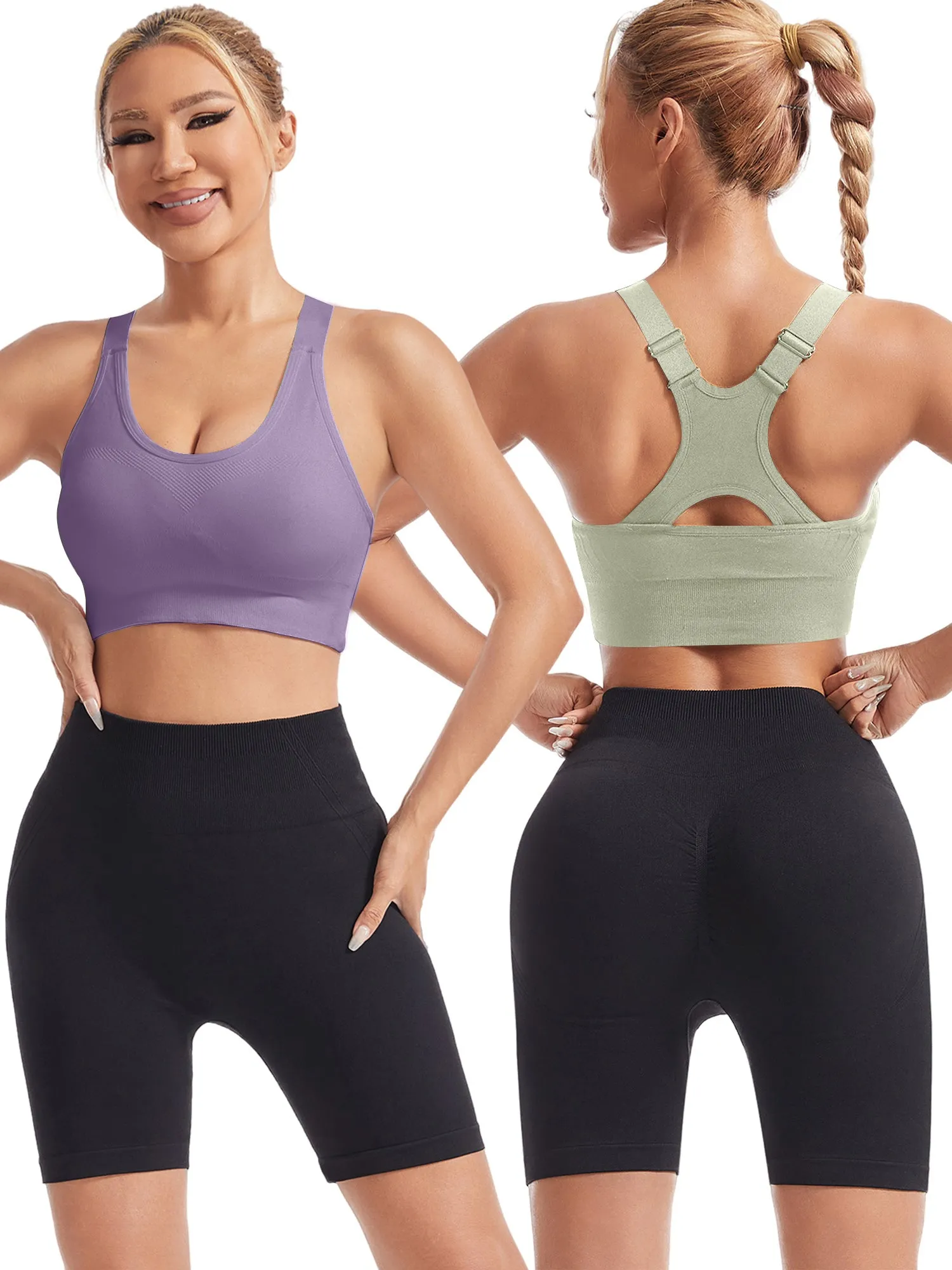 Hanerdun Womens Racerback Padded Sports Bras Adjustable Yoga Workout Bra