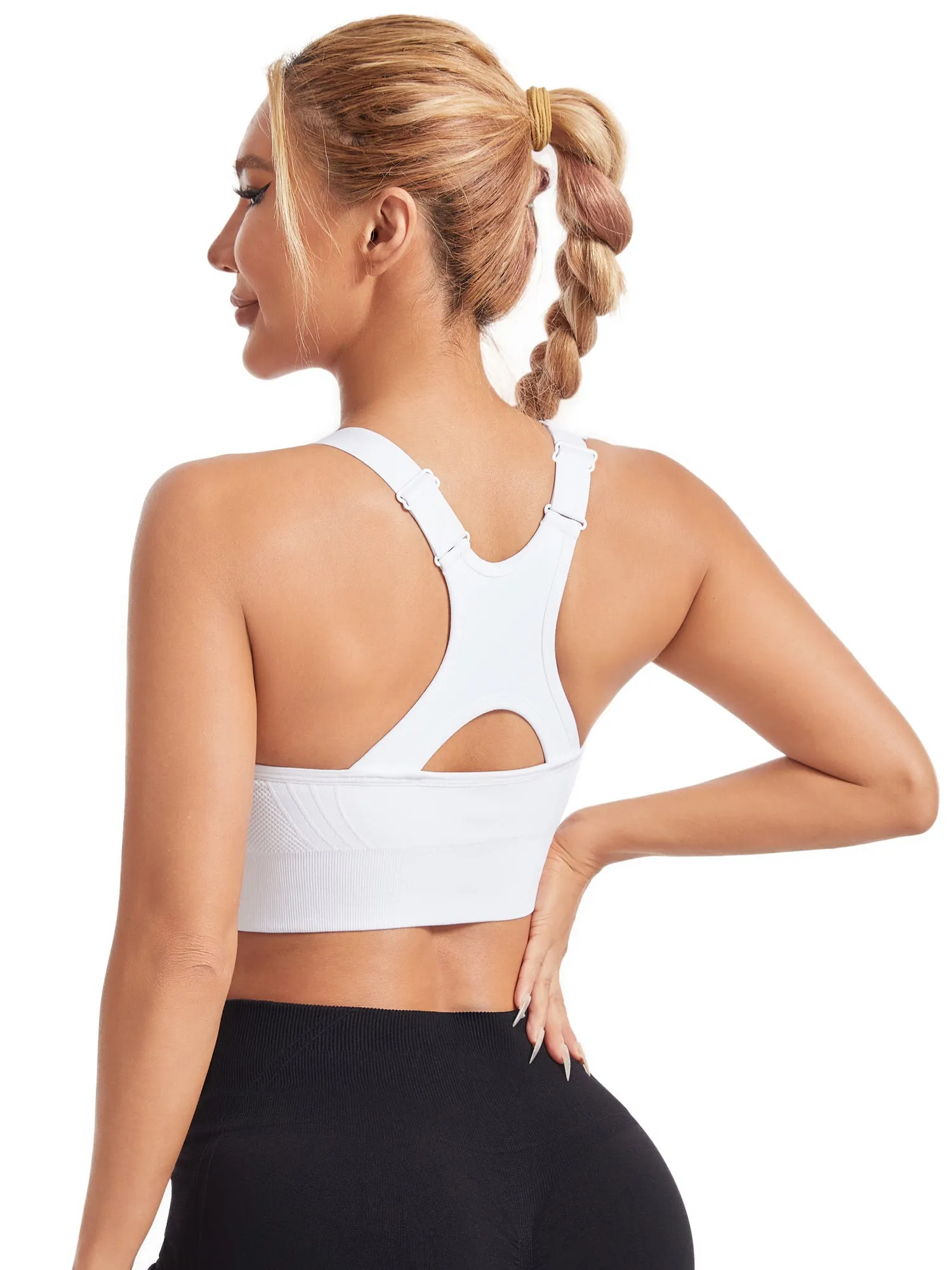 Hanerdun Womens Racerback Padded Sports Bras Adjustable Yoga Workout Bra