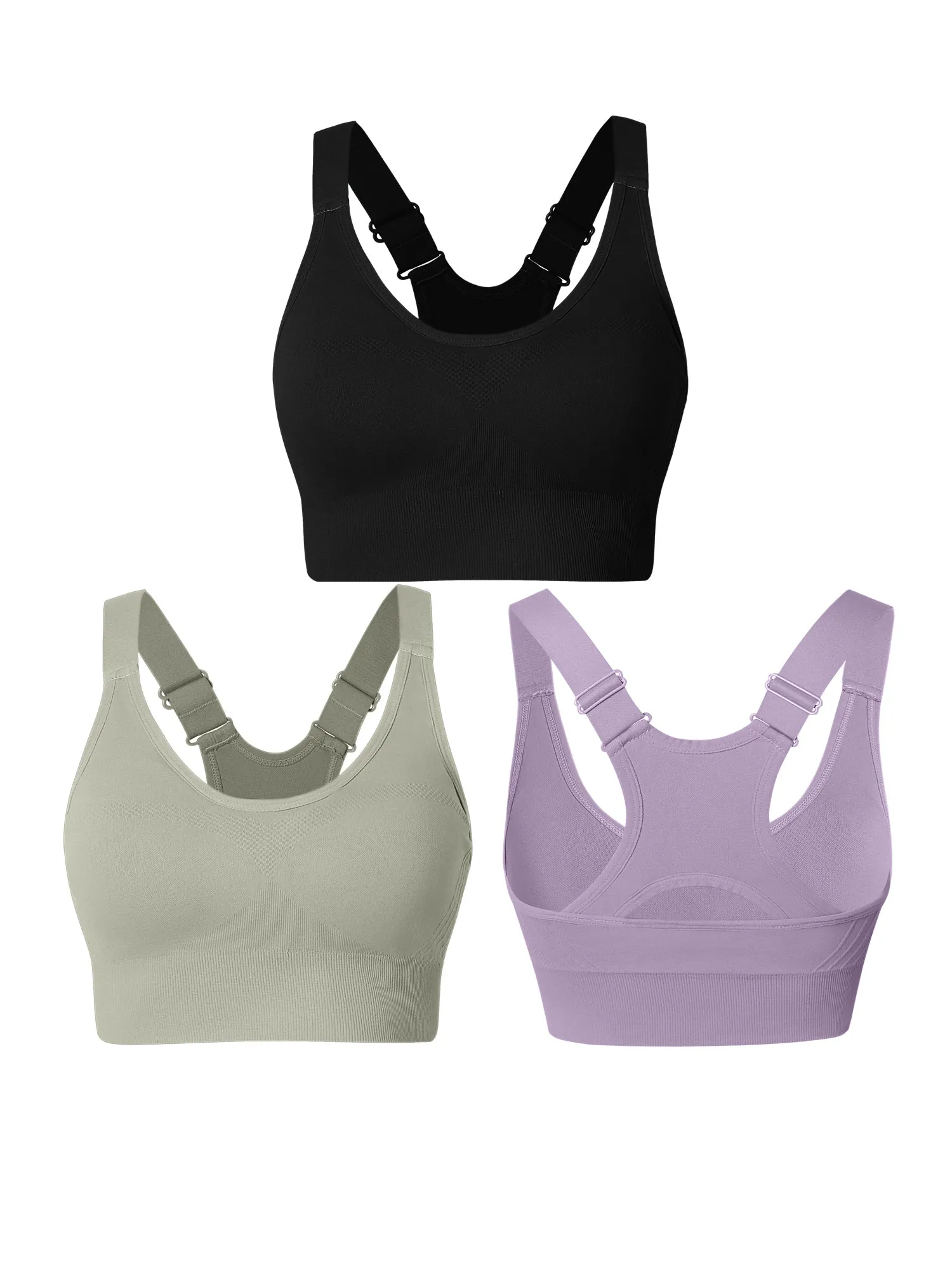 Hanerdun Womens Racerback Padded Sports Bras Adjustable Yoga Workout Bra
