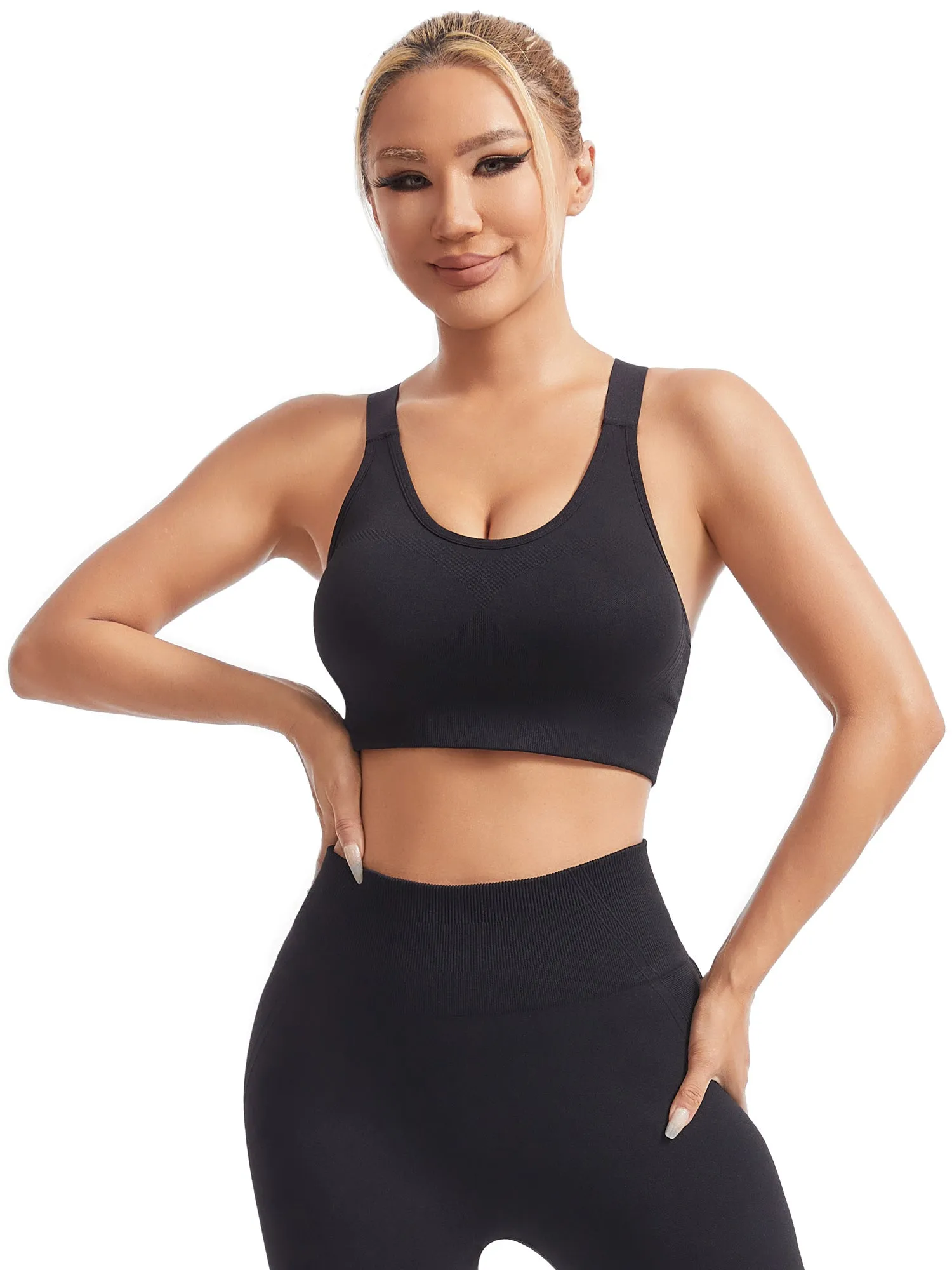 Hanerdun Womens Racerback Padded Sports Bras Adjustable Yoga Workout Bra