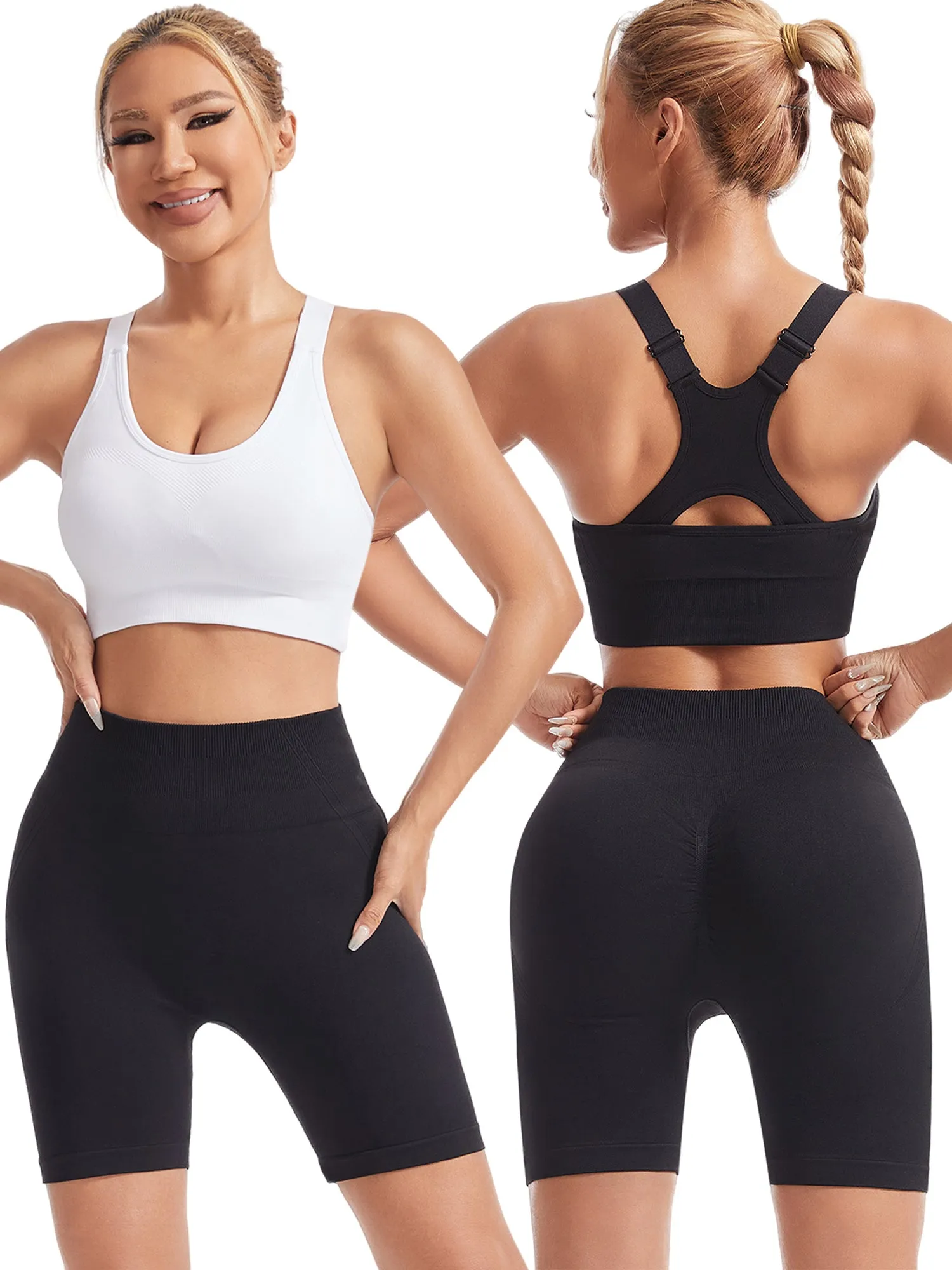 Hanerdun Womens Racerback Padded Sports Bras Adjustable Yoga Workout Bra