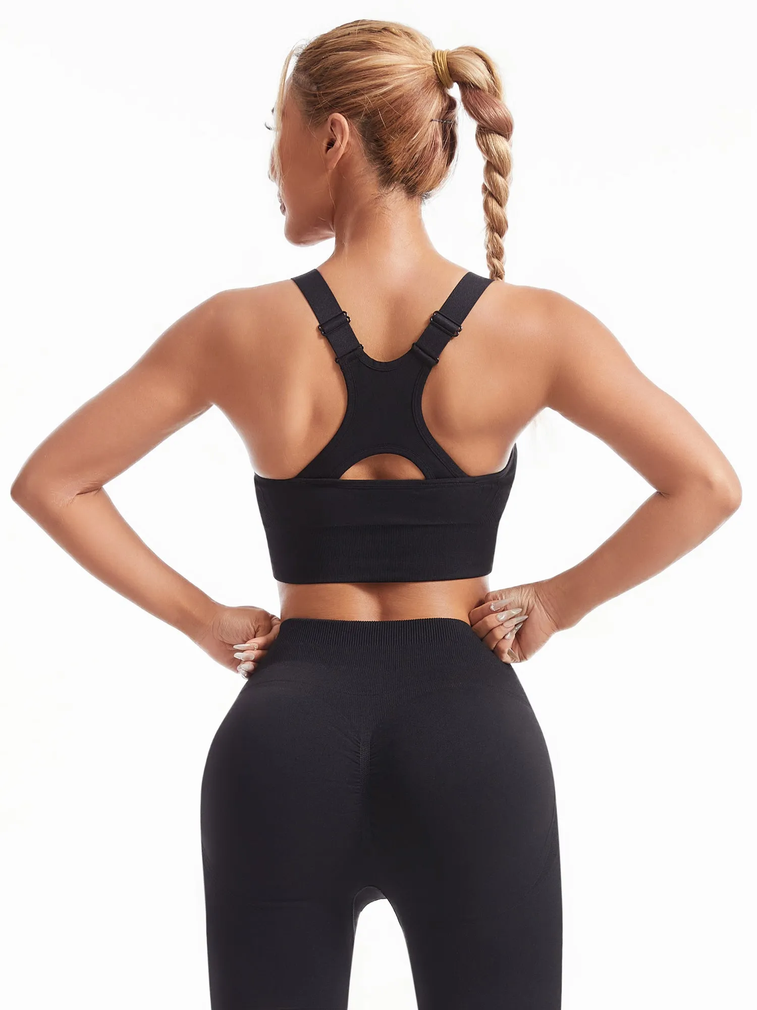 Hanerdun Womens Racerback Padded Sports Bras Adjustable Yoga Workout Bra