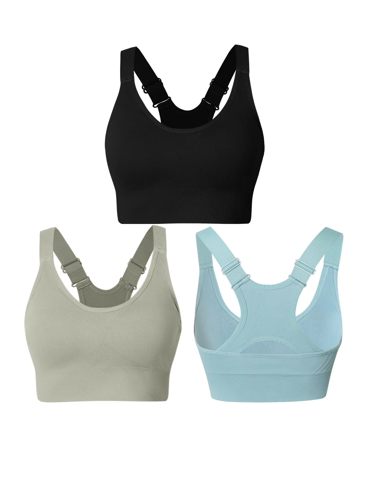 Hanerdun Womens Racerback Padded Sports Bras Adjustable Yoga Workout Bra