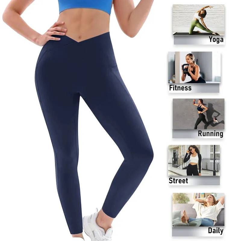 Hanerdun Yoga Pants for Women Running Leggings Female Pocket Workout Bottom High Waist Activewear