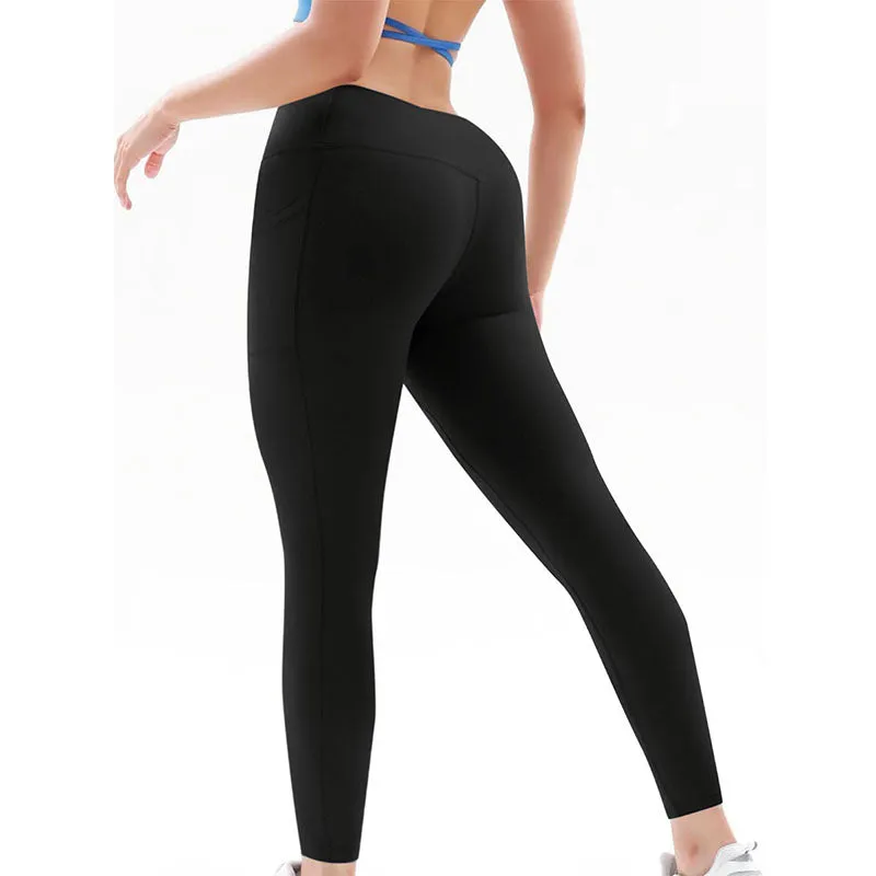 Hanerdun Yoga Pants for Women Running Leggings Female Pocket Workout Bottom High Waist Activewear