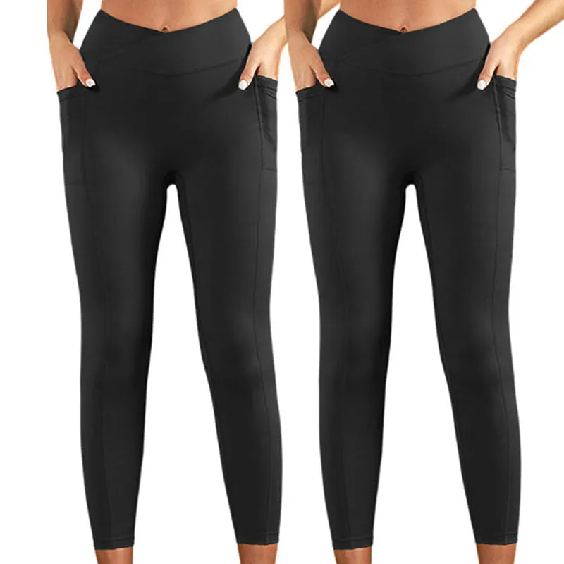 Hanerdun Yoga Pants for Women Running Leggings Female Pocket Workout Bottom High Waist Activewear