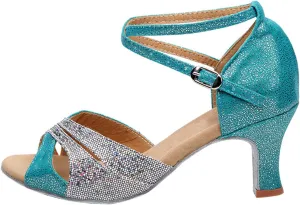 High Heels for Women Open Toe Square Toe Strappy Sandals Chunky Heel Ankle Strap Shoes