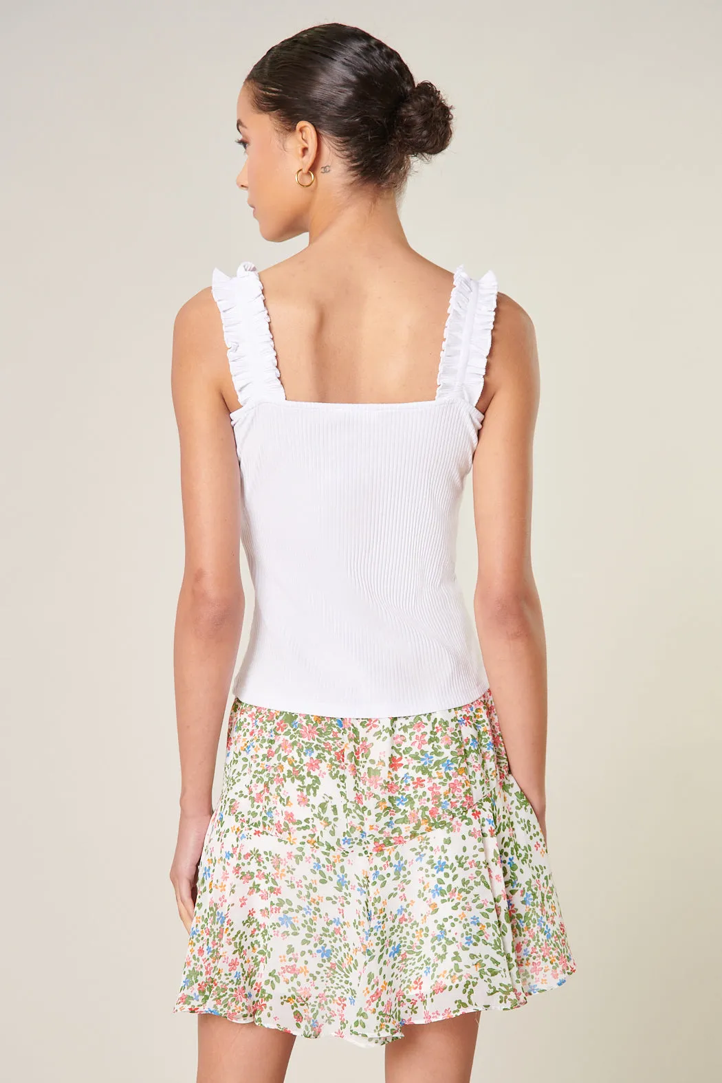 High Roller Ruffle Strap Ribbed Knit Tank