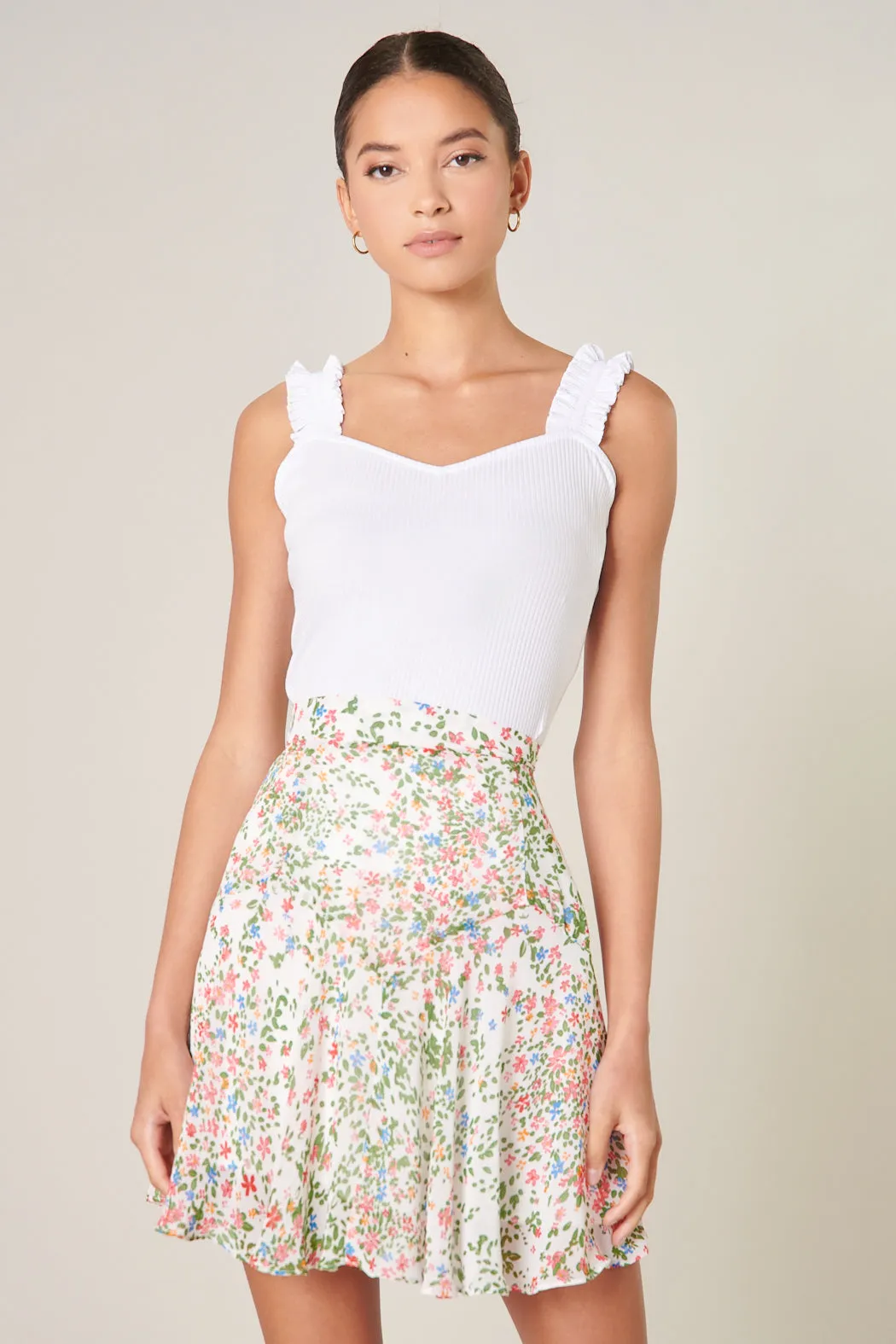 High Roller Ruffle Strap Ribbed Knit Tank