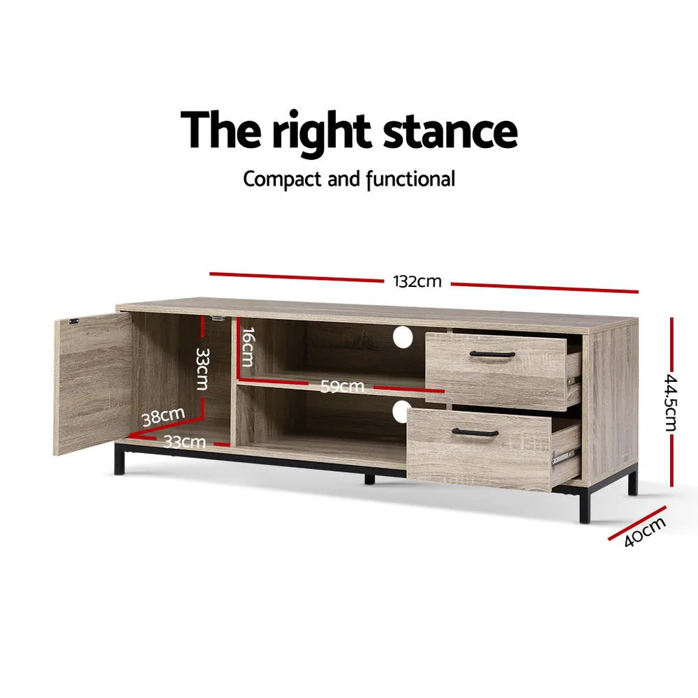 Industrial Pine TV Cabinet with Storage, 132cm - Artiss