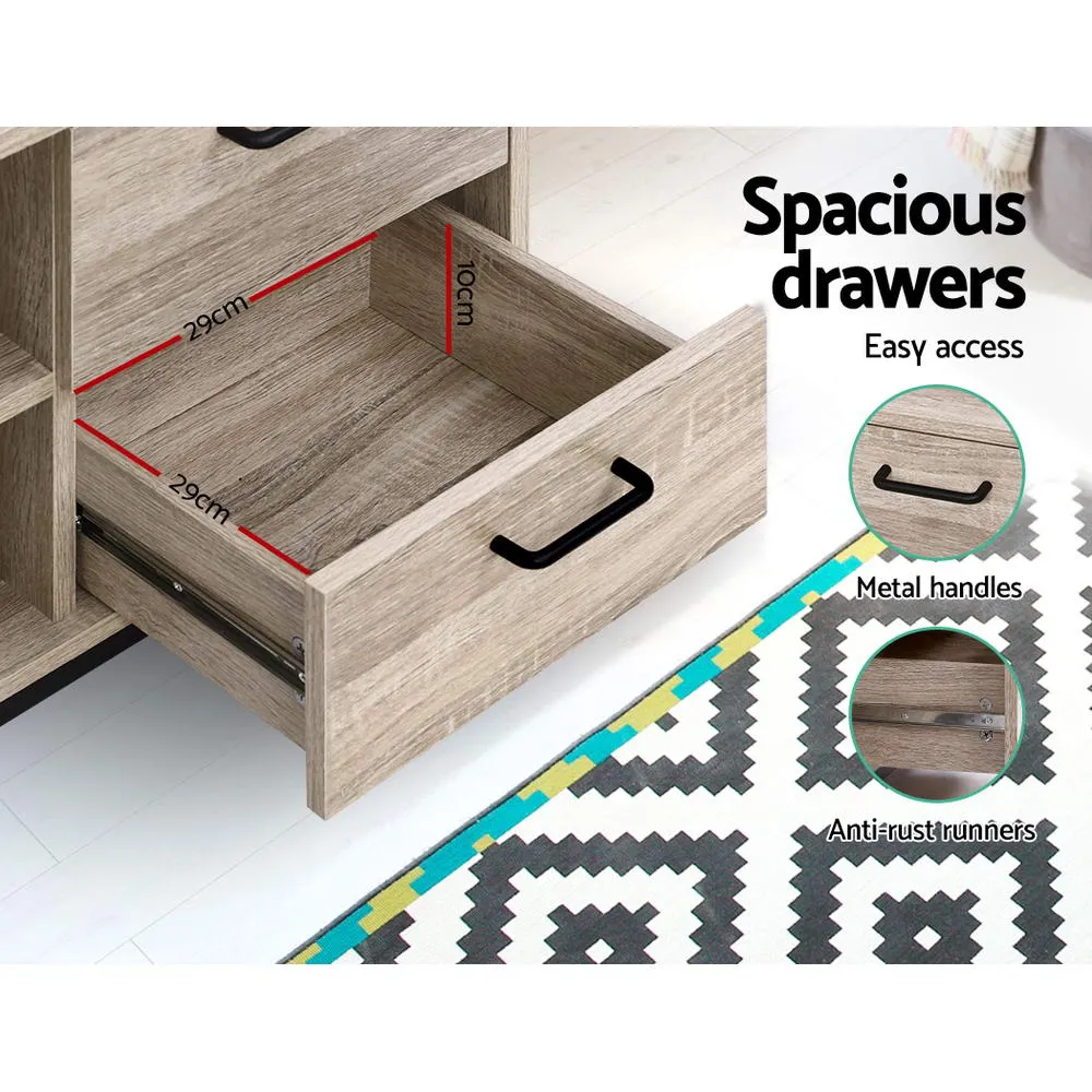 Industrial Pine TV Cabinet with Storage, 132cm - Artiss