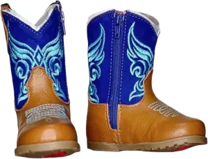King USA Texas Real Leather Western Boots - Cowboy Bootie for Baby Infant Toddler Boys Girls Newborn