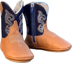 King USA Texas Real Leather Western Boots - Cowboy Bootie for Baby Infant Toddler Boys Girls Newborn