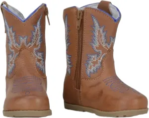 King USA Texas Real Leather Western Boots - Cowboy Bootie for Baby Infant Toddler Boys Girls Newborn